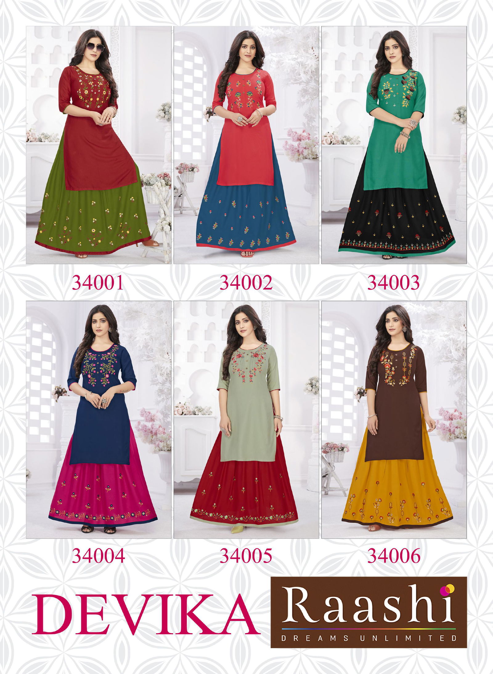 Raashi Devika Fancy Festive Wear Rayon Printed Top With Skirt Collection